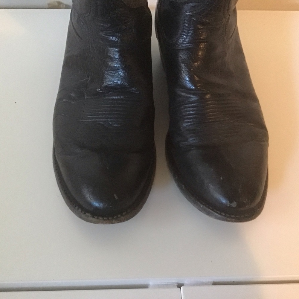 VTG Tony Lama Mens Black Smooth Ostrich 8430 Round Toe Cowboy Boots 9.5 D‎ - Picture 2 of 11